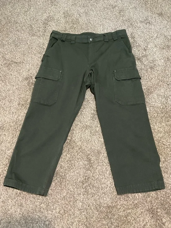 Duluth Trading Co DuluthFlex Firehose Relaxed Fit Olive Green Cargo Pants 42x30 - Picture 1 of 8